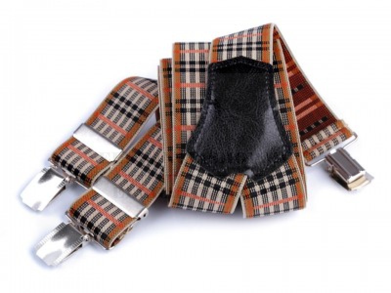 Férfi nadrágtartó - Drapp kockás