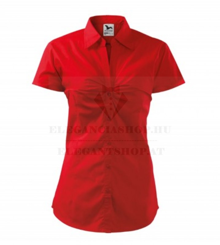   Női puplin ing rövidujjú - Piros