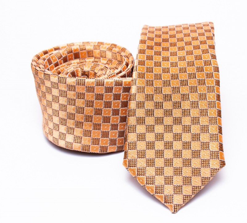    Prémium slim nyakkendő - Aranysárga kockás