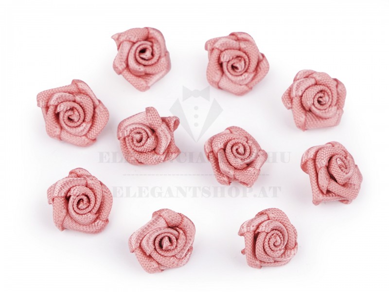 Mini textil virág 10 db/csomag - Mályvásrózsaszín Kitűzők, Brossok