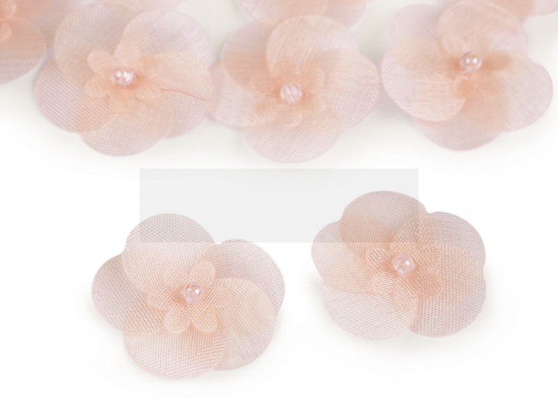     Monofil virág gyönggyel - 10 db/csomag Kitűzők, Brossok