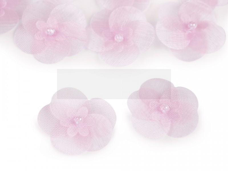      Monofil virág gyönggyel - 10 db/csomag Kitűzők, Brossok