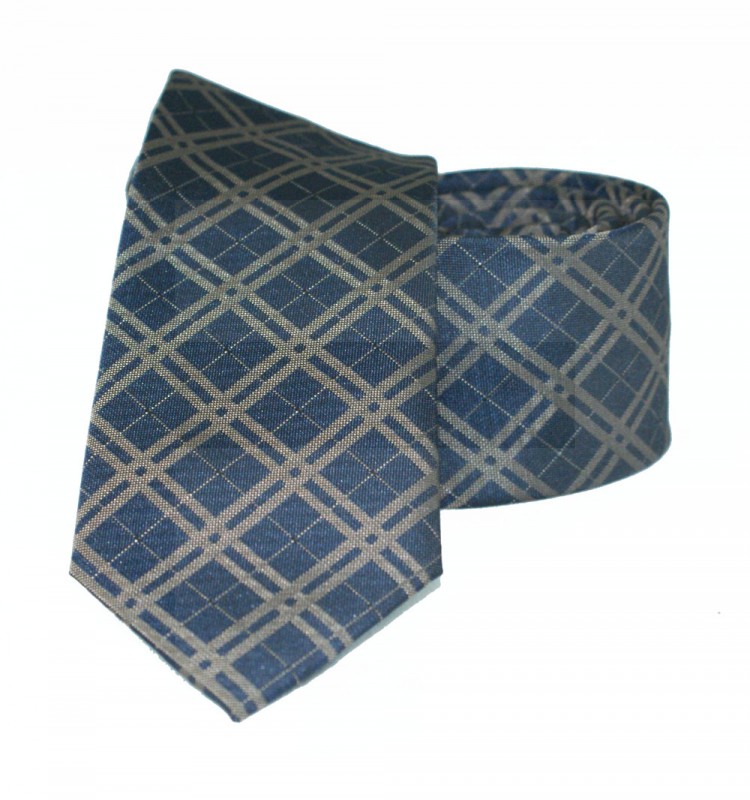               Goldenland slim nyakkendő - Kék kockás