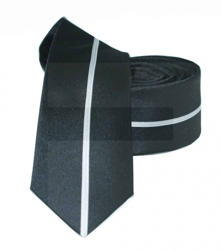                Slim nyakkendő - Fekete csíkos