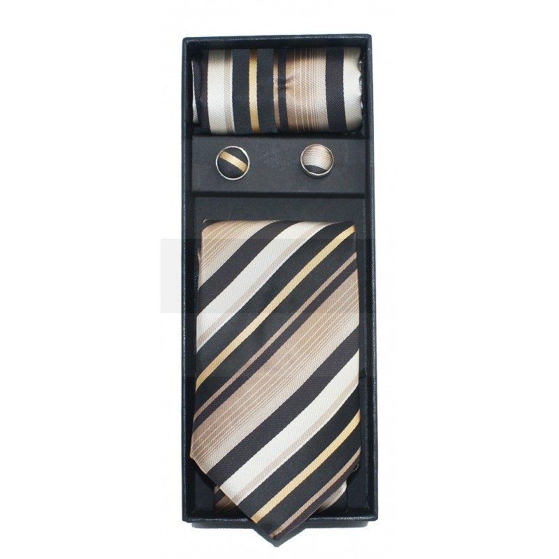 NM nyakkendő szett - Barna csíkos Ajándékötletek