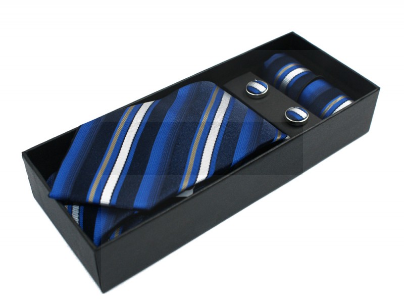   NM nyakkendő szett - Kék csíkos Nyakkendők esküvőre