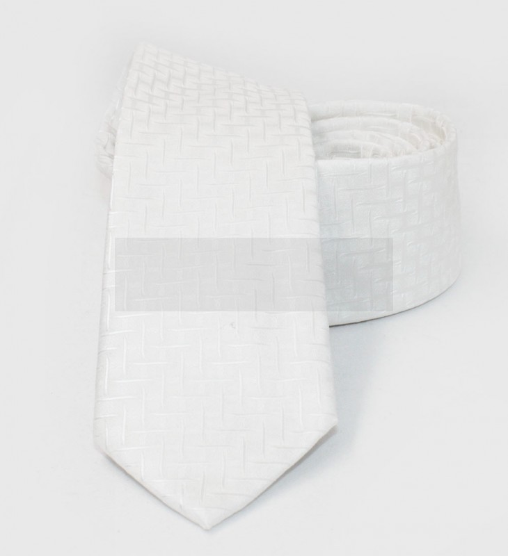      NM slim szövött nyakkendő - Fehér mintás Egyszínű nyakkendő