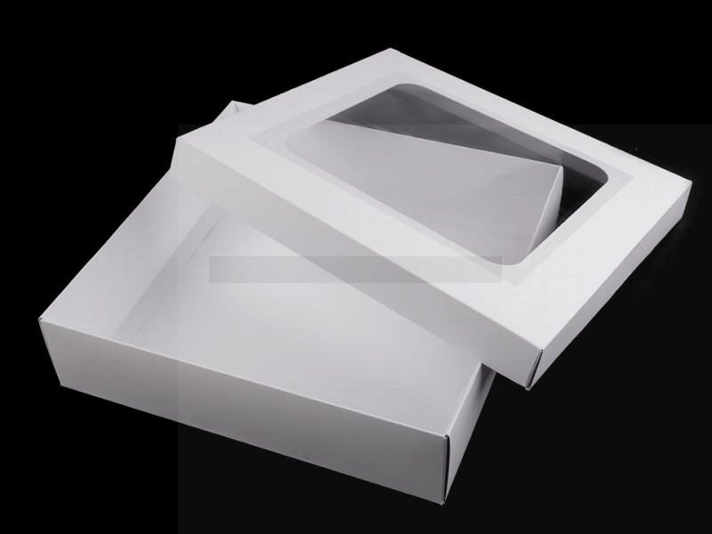 Papir doboz szalaggal fehér  - 4 db/csomag