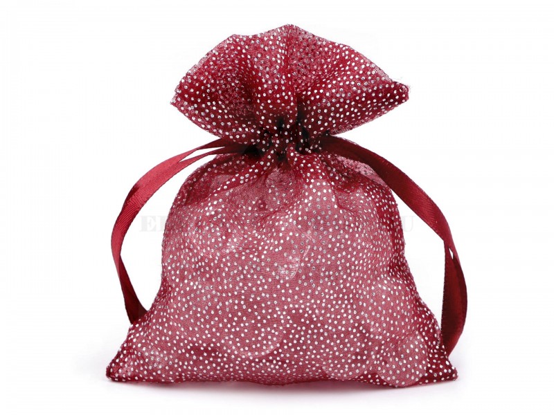 Organza ajándék zsák glitterel 10x13 cm - 10 db Ajándék csomagolás