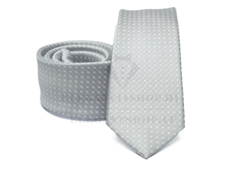    Prémium slim nyakkendő - Ezüst pöttyös