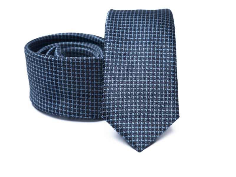    Prémium slim nyakkendő - Olajkék kockás