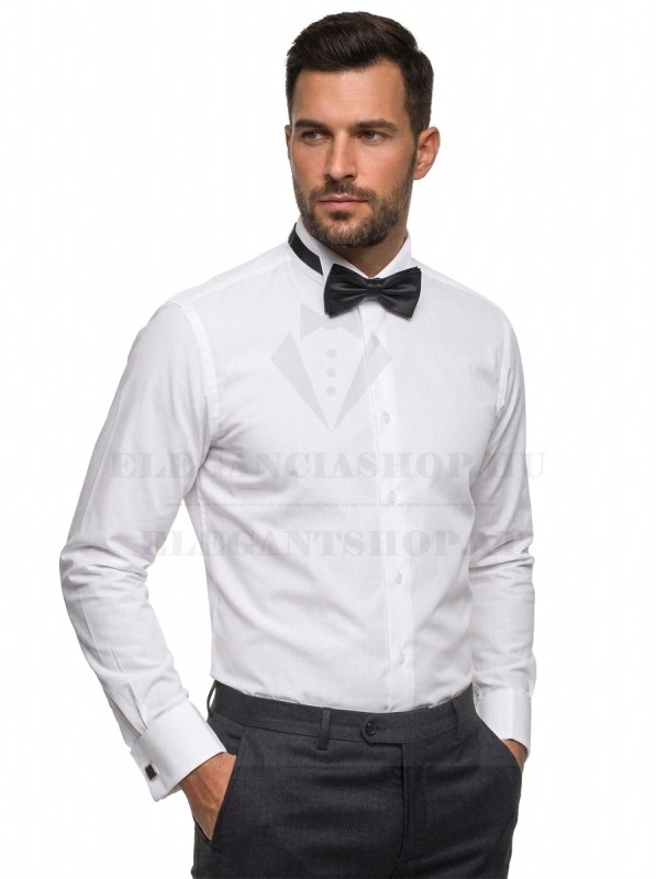                    Newsmen body fitt szmoking mandzsettás ing - Fehér Egyszínű ing