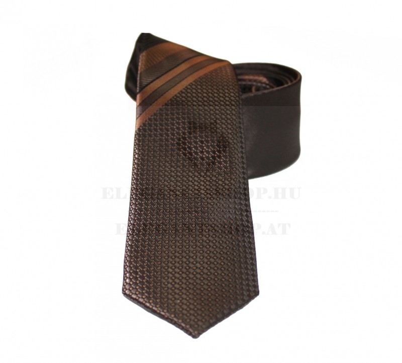               Goldenland slim nyakkendő - Sötétbarna mintás