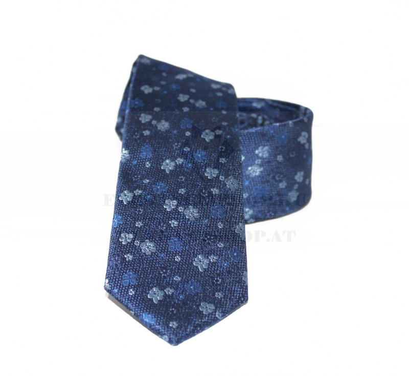               Goldenland slim nyakkendő - Sötétkék virágos Mintás nyakkendők