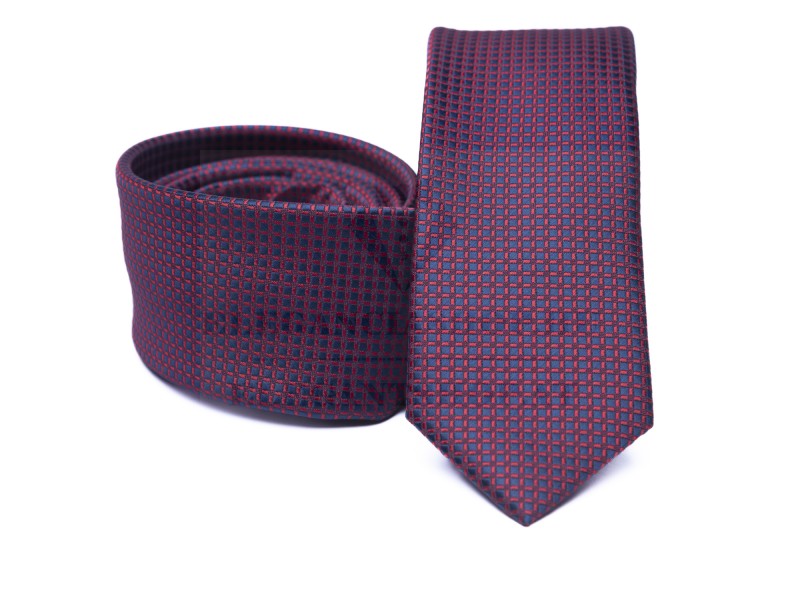    Prémium slim nyakkendő -  Bordó aprómintás