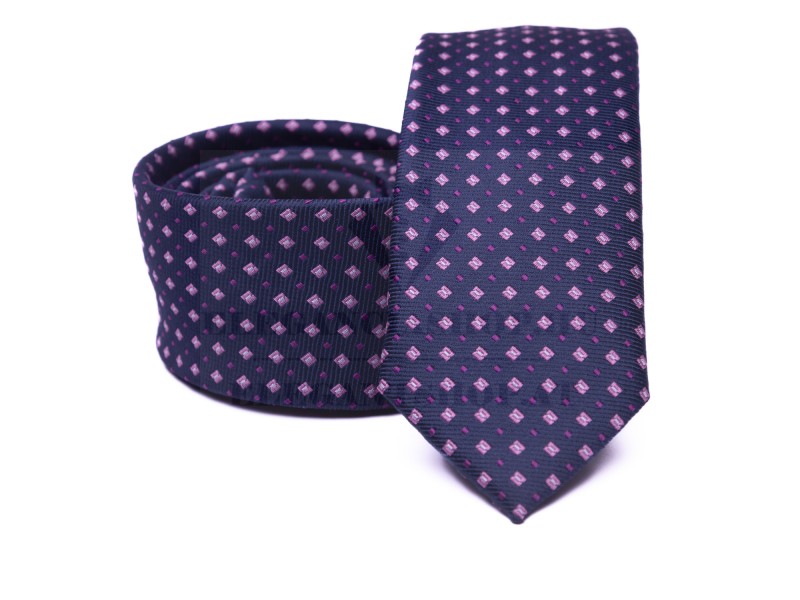    Prémium slim nyakkendő -  Kék-rózsaszín kockás