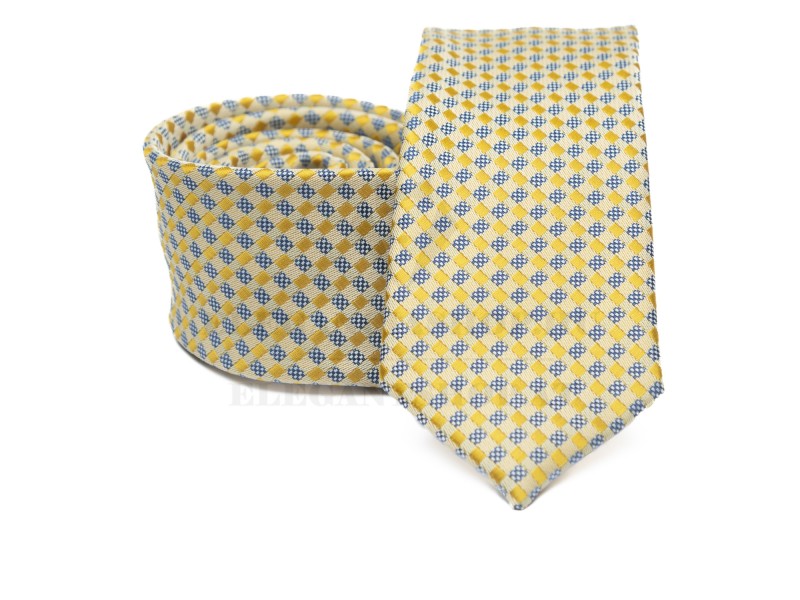    Prémium slim nyakkendő - Sárga aprókockás