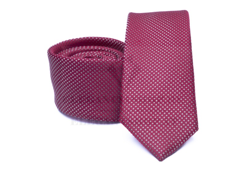    Prémium slim nyakkendő - Meggybordó aprópöttyös