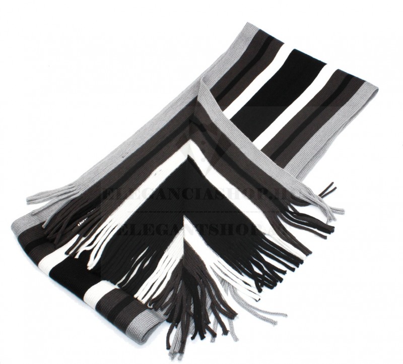   Newsmen unisex kötött sál - Fekete-szürke csíkos