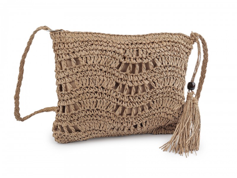                                     Horgolt raffia táska cipzár zárral Női táska, pénztárca, öv