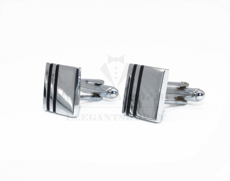 GL mandzsetta gomb - Ezüst-fekete Mandzsetta, Nyakkendőtű