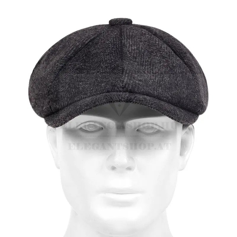                     Gatsby férfi sapka - Sötétszürke halszálkás Férfi kalap, sapka