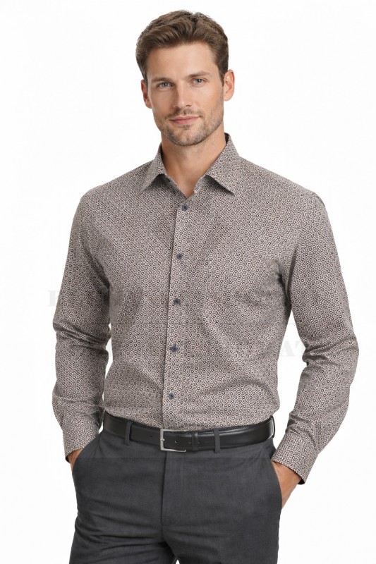 NM h.u normál fit elasztikus ing - Barna mintás Hosszúujjú ing NM h.u normál fit elasztikus ing - Barna mintás Hosszúujjú ing