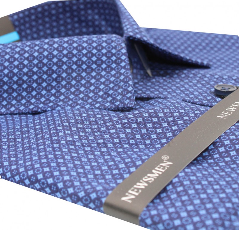             NM h.u slim fit elasztikus ing - Kék mintás Slim, Smart fazon