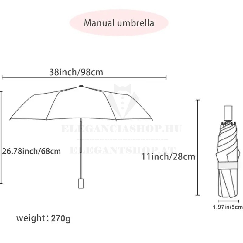 Unisex összecsukható UV szürős esernyő  Unisex összecsukható UV szürős esernyő