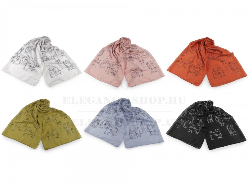    Női sál macska - 70x180 cm Női sapka,kesztyű,sál