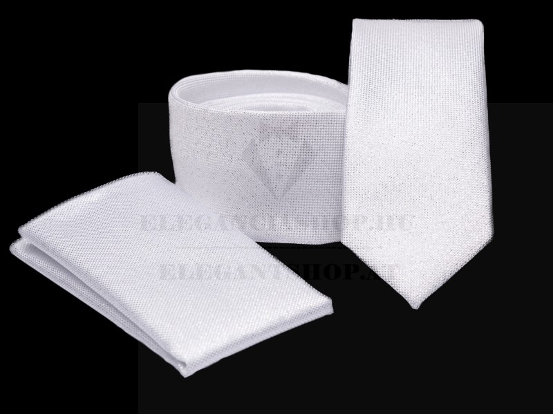    Prémium slim nyakkendő szett - Fehér Aprómintás nyakkendő