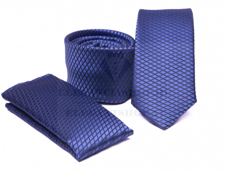    Prémium slim nyakkendő szett - Kék mintás Aprómintás nyakkendő