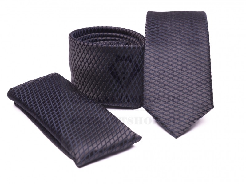    Prémium slim nyakkendő szett - Sötétszürke Aprómintás nyakkendő