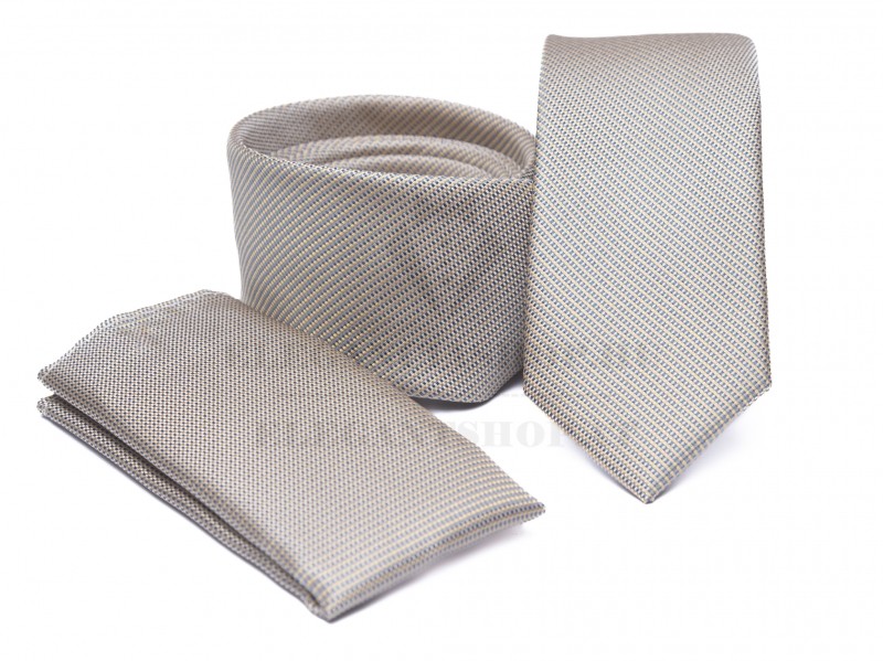 Prémium slim nyakkendő szett - Drapp Aprómintás nyakkendő    Prémium slim nyakkendő szett - Drapp Aprómintás nyakkendő