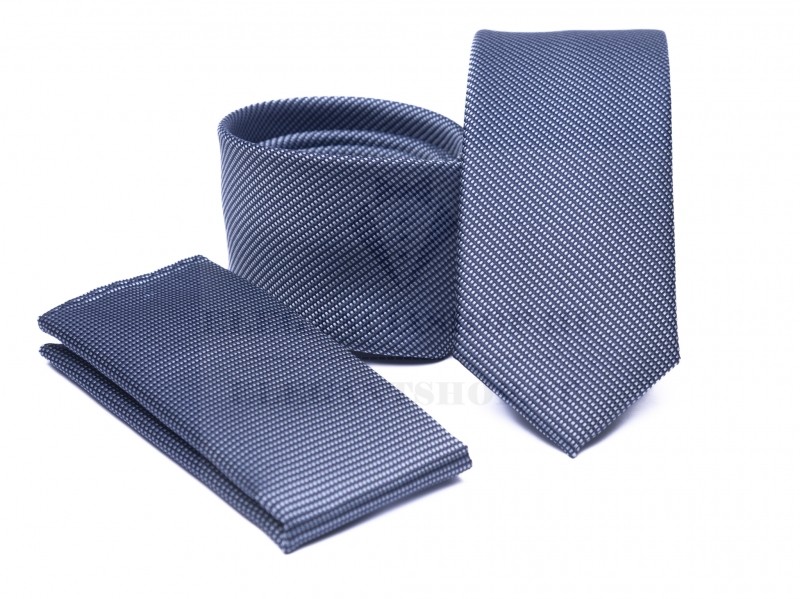    Prémium slim nyakkendő szett - Szürkéskék Aprómintás nyakkendő