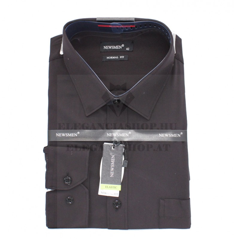      Newsmen bambusz elasztikus h.u ing - Fekete Egyszínű ing