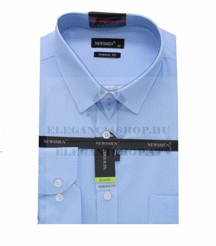                              NM h.u normál fit elasztikus ing - Világoskék mintás Hosszúujjú ing