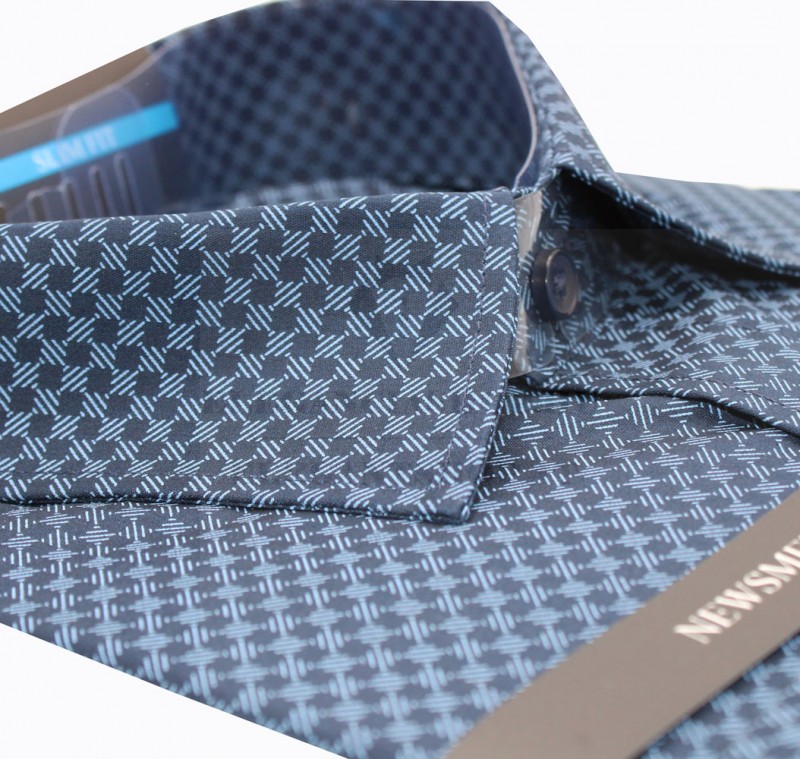             NM h.u slim elasztikus ing - Sötétkék mintás Slim, Smart fazon