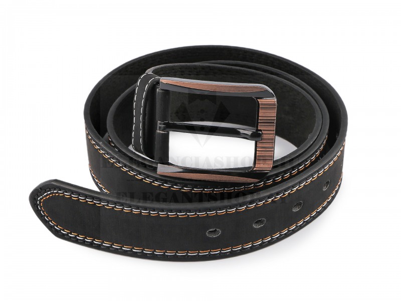                   Férfi bőr öv steppelt - Fekete Férfi öv, ékszer