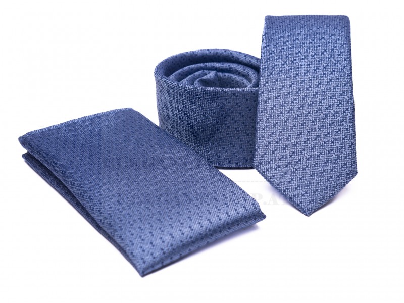    Prémium slim nyakkendő szett - Kék Aprómintás nyakkendő