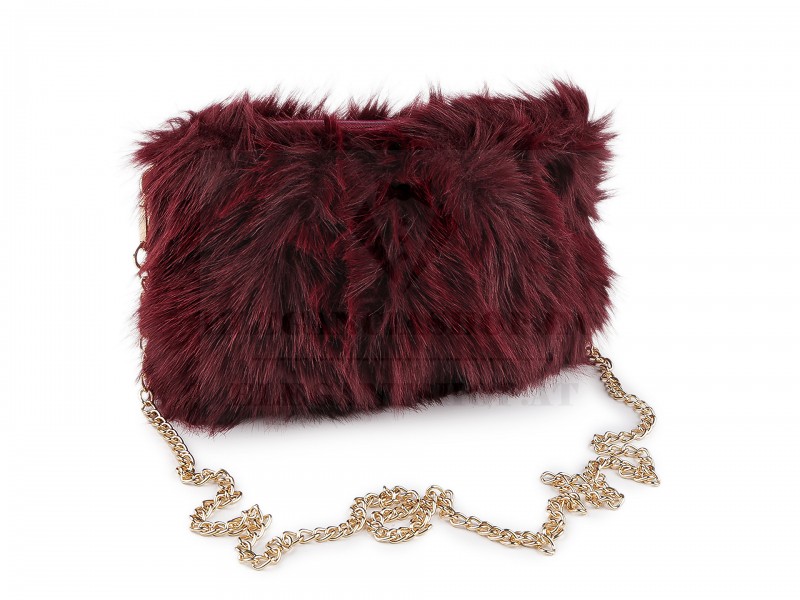                                      Szörme táska fém lánccal - 24x19 cm Női táska, pénztárca, öv