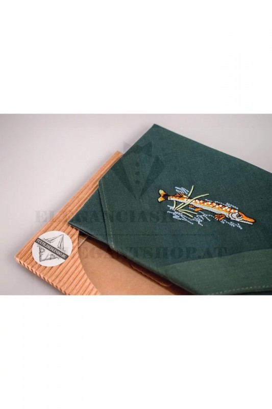 Hímzett pamut zsebkendő - Csuka Pamut zsebkendő Hímzett pamut zsebkendő - Csuka Pamut zsebkendő