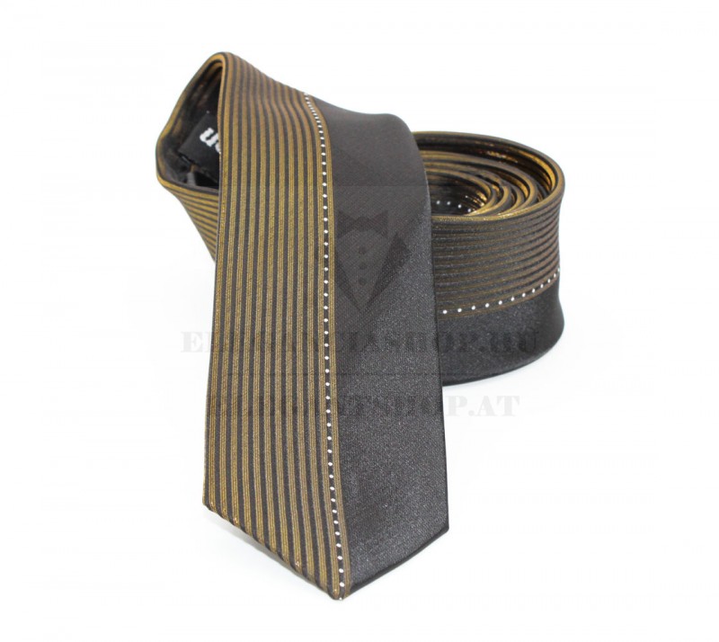                    NM slim szövött nyakkendő - Arany-fekete csíkos