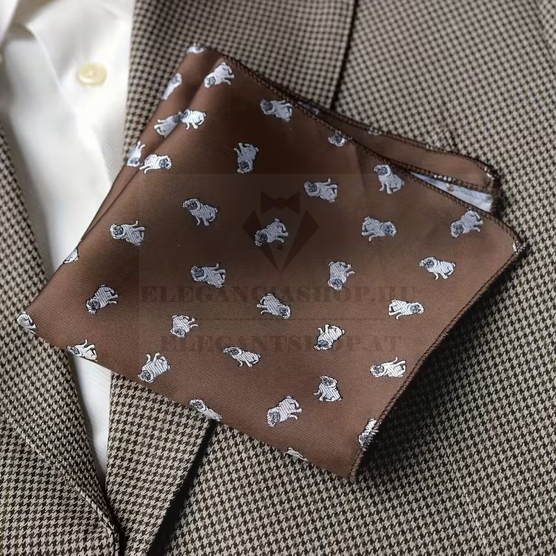                     Exkluzív díszzsebkendő - Barna mintás