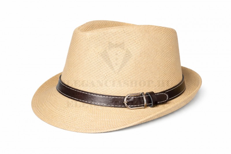   Szalmakalap bőrszíjjal - Natur Női sapka,kesztyű,sál