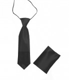   Gumis szatén gyereknyakkendő szett - Fekete Gyerek nyakkendők