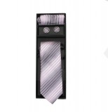                       Marquis slim nyakkendő szett - Lila csíkos