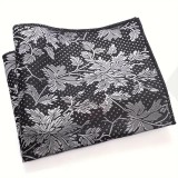                     Exkluzív díszzsebkendő - Fekete-ezüst mintás