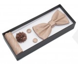  Díszdobozos csokornyakkendő szett 4 részes - Drapp aprómintás