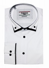                                Francesco slim hosszúujjú ing - Fehér-fekete betétes  Hosszúujjú ing